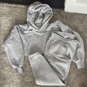 TNA Gray Track Pants Relaxed Fit Joggers and cropped hoodie set